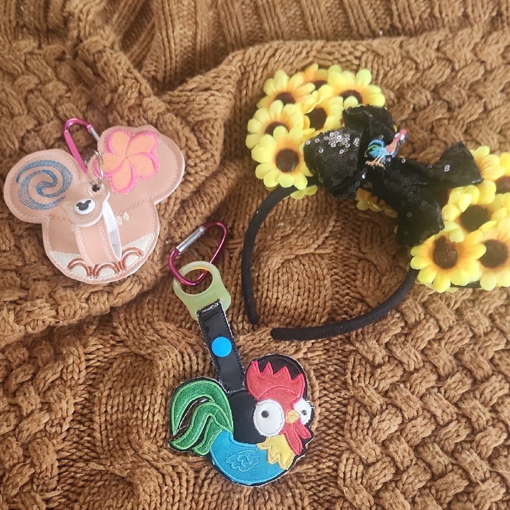Disney Sunflower Headband and Animal Keychains